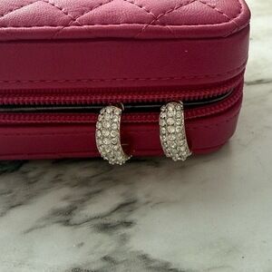 Swarovski Crystal huggie Pave Gold Tone Earrings | Hoop Sparkling Glam